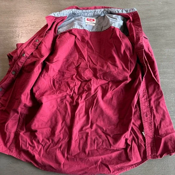 Wrangler Maroon Red Short Sleeve Button Down Shirt M - Picture 4 of 10